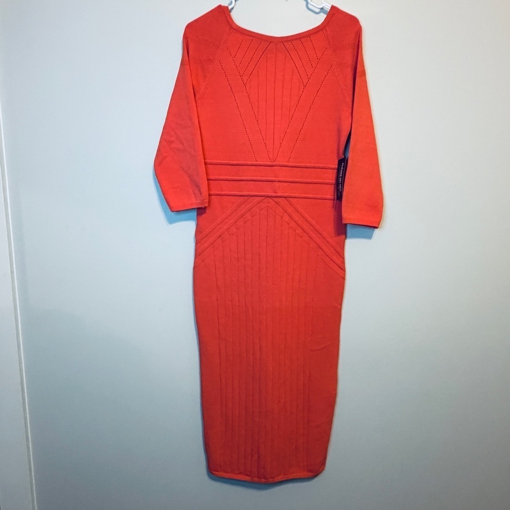 Elegant Salmon Color Sweater Bodycon Women's Dress